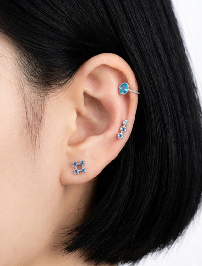 Blue CZ Barbell Studs (3 Styles) – Rhodium Plated
