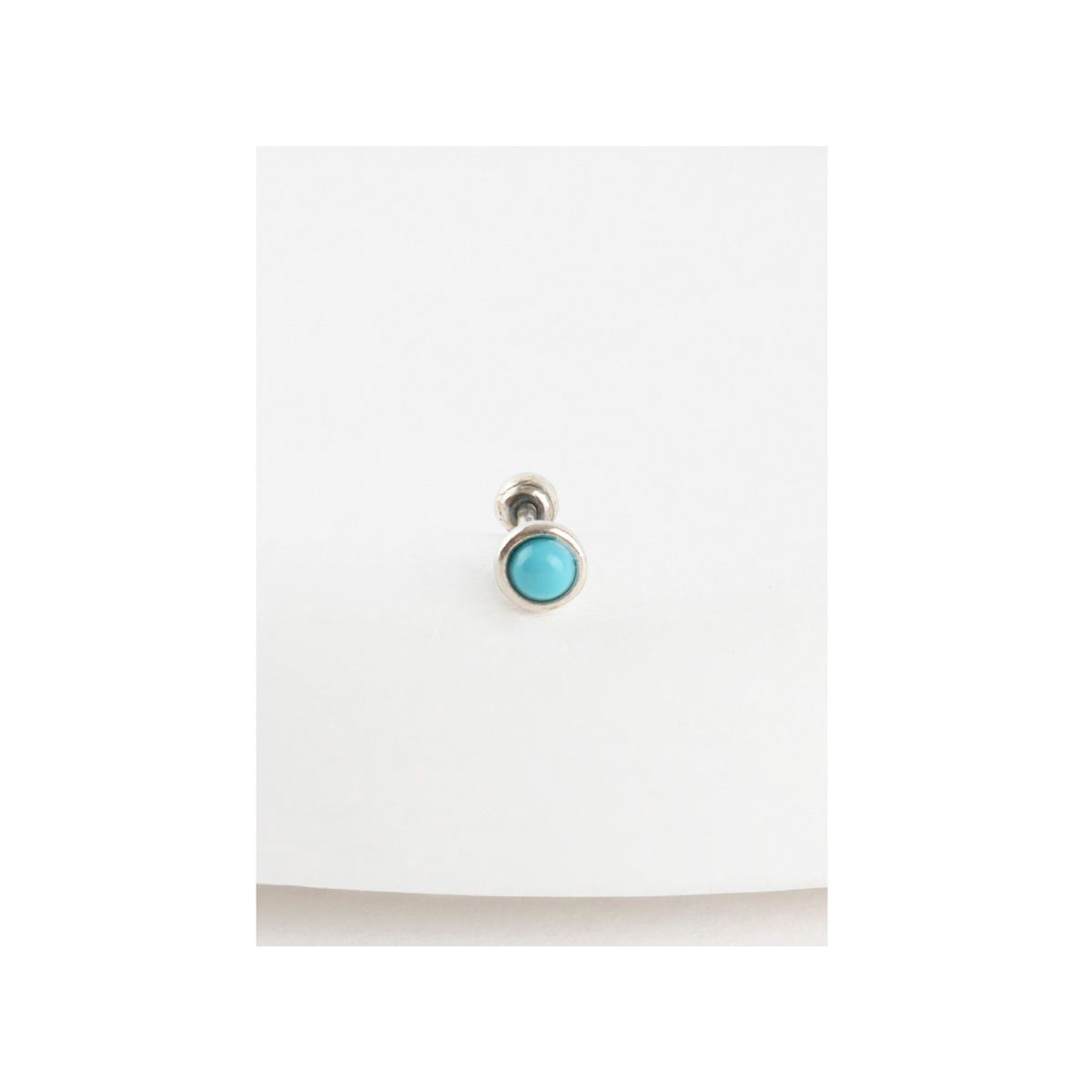 Vintage 925 Silver Post Barbell Stud Earrings - Turquoise & Onyx