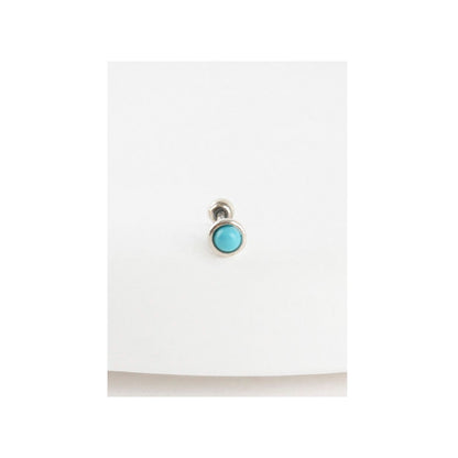Vintage 925 Silver Post Barbell Stud Earrings - Turquoise & Onyx