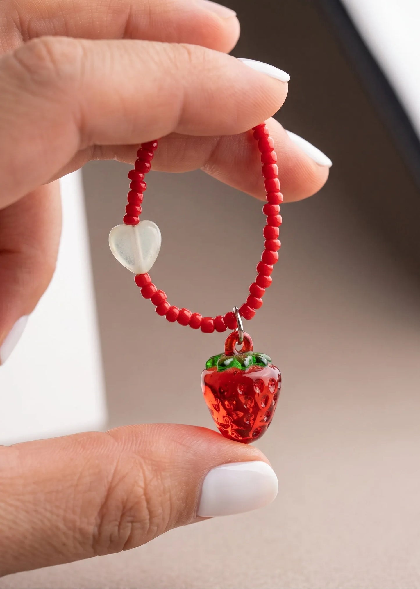 Fruit Charm Bead Necklace | Apple or Strawberry – K-Style
