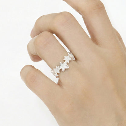 925 Sterling Silver Glitter Star Open Ring - Adjustable 5 Colors
