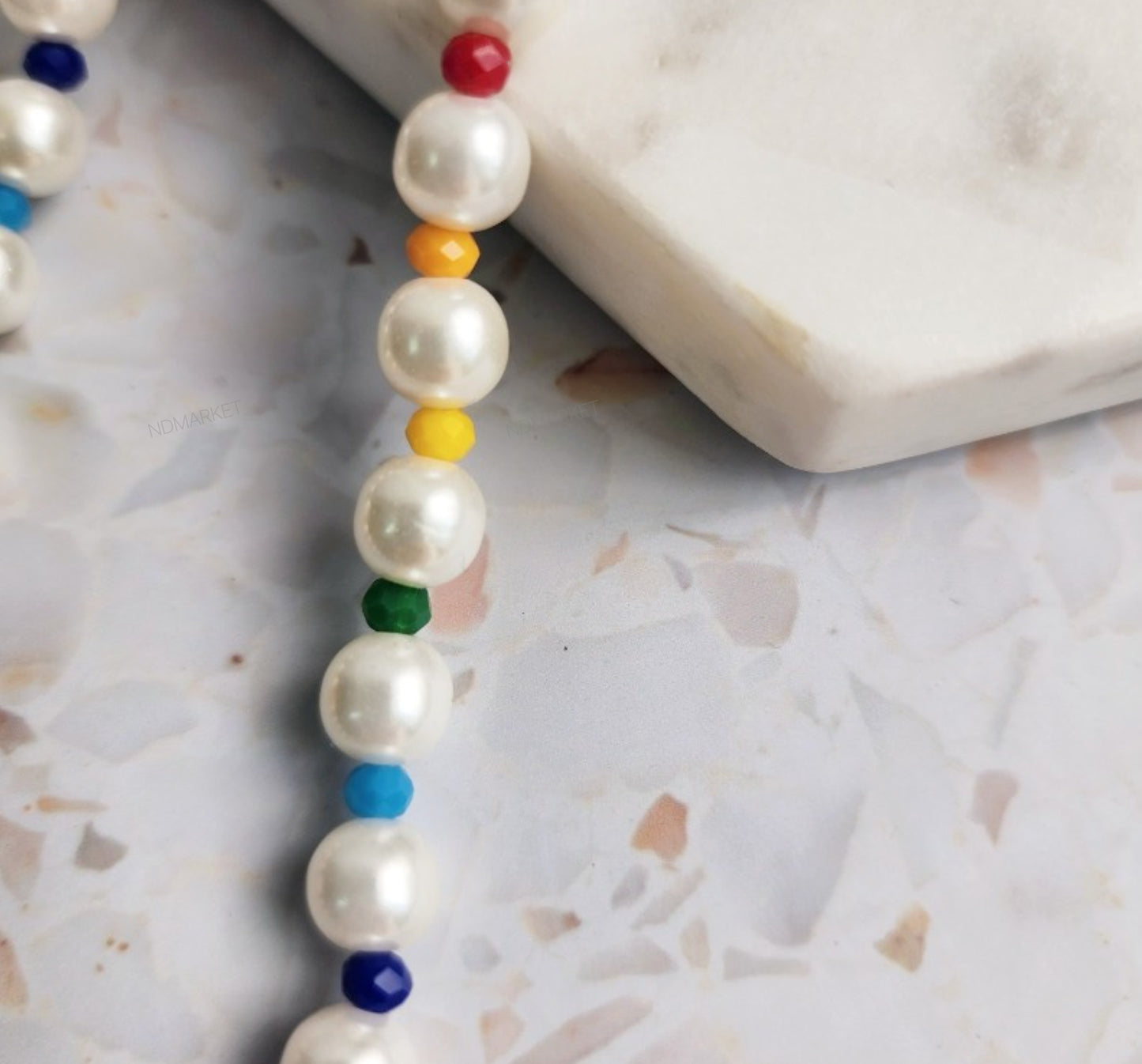 Rainbow Bead Acrylic Pearl Necklace — Y2K Kidcore Layered Choker
