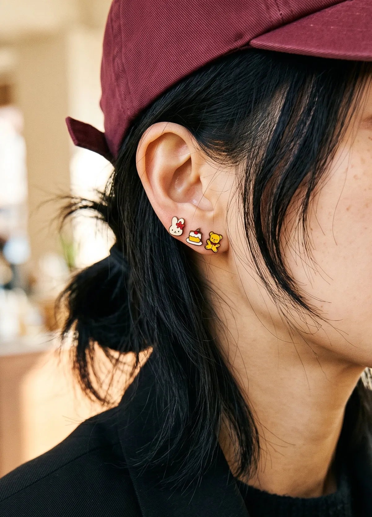 Miffy & Boris Brass Enamel Stud Earrings, 4-Piece Set