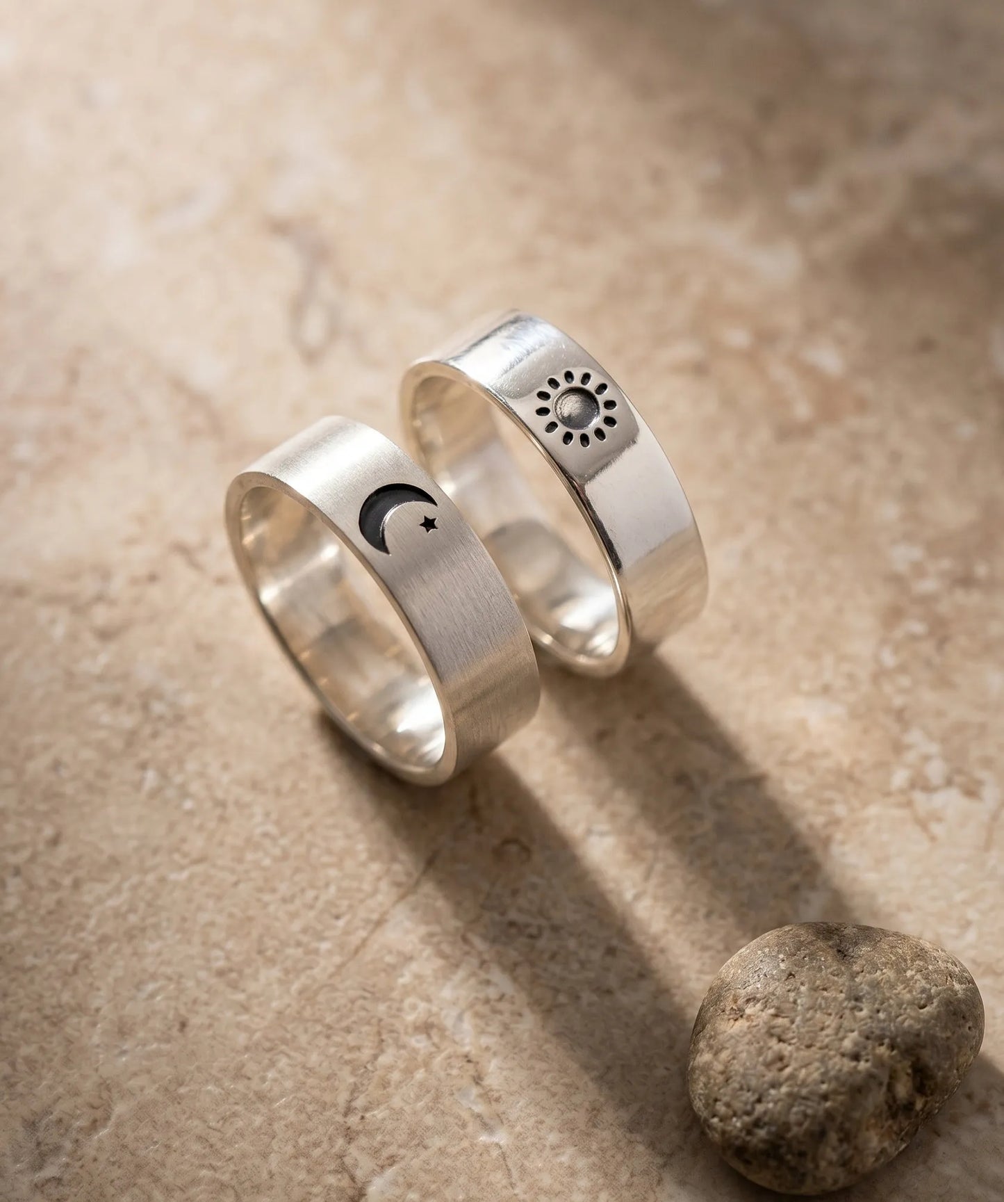 Sun & Moon Promise Ring — 925 Silver | Matching Set