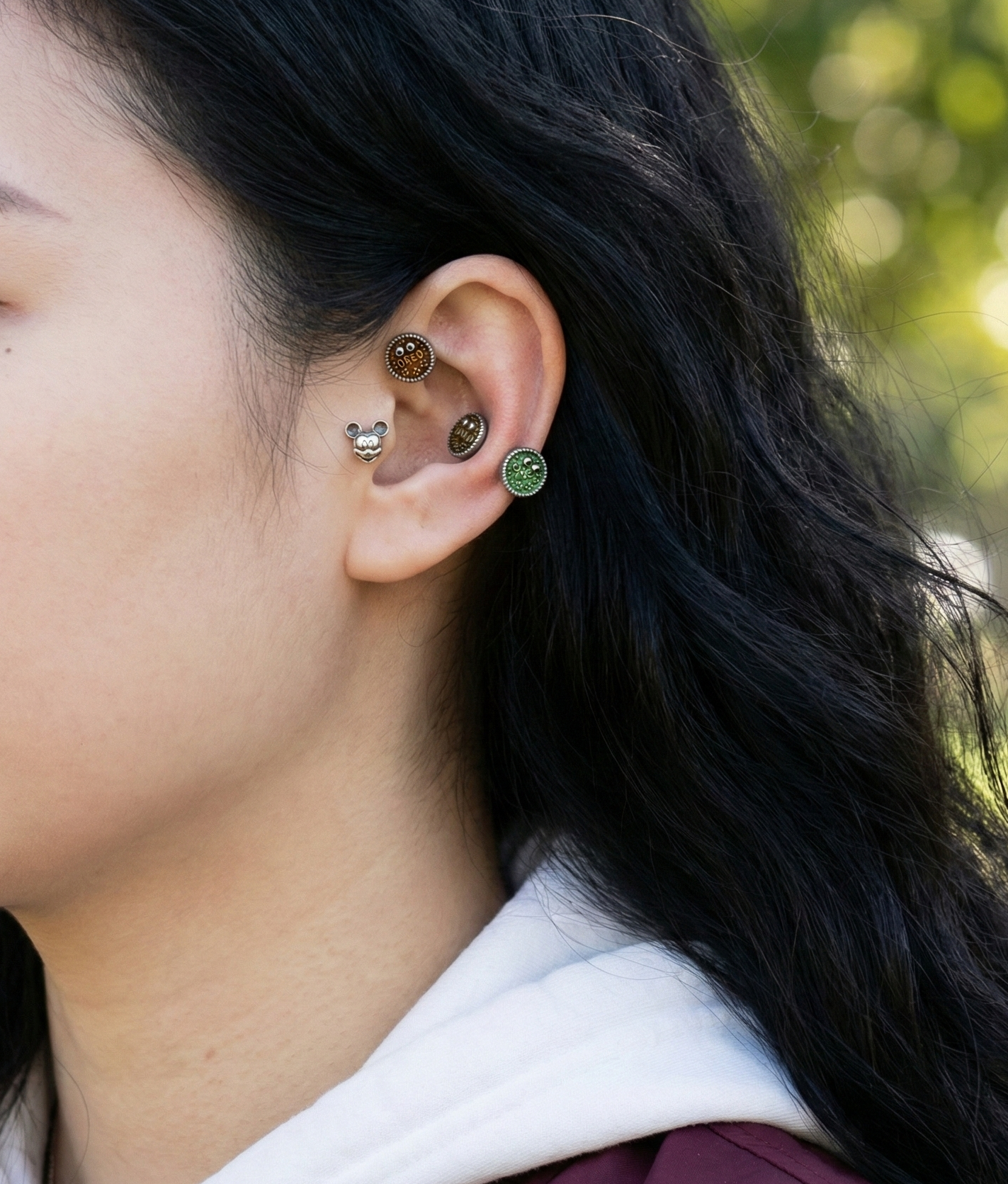 Oreo & Mickey Surgical Steel Piercings - 925 Silver Posts