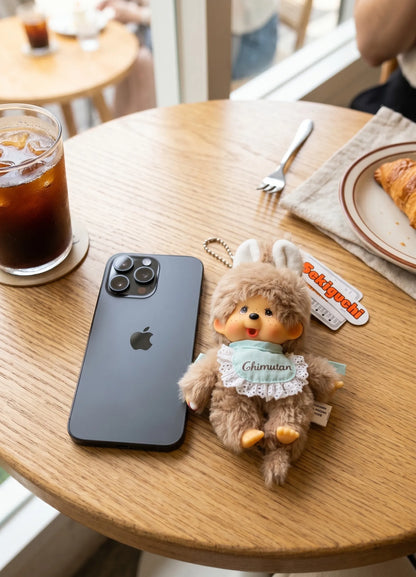 Chimutan Plush Bag Charm Keychain — K-Style Monchhichi Friend (Pink / Brown)