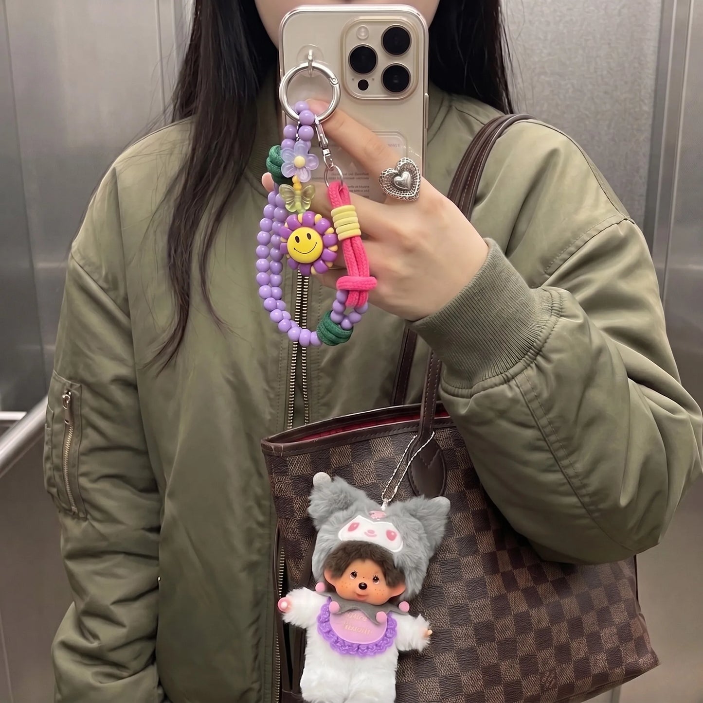Monchhichi x My Melody & Kuromi Plush Bag Charm Keychain (Sold Individually)