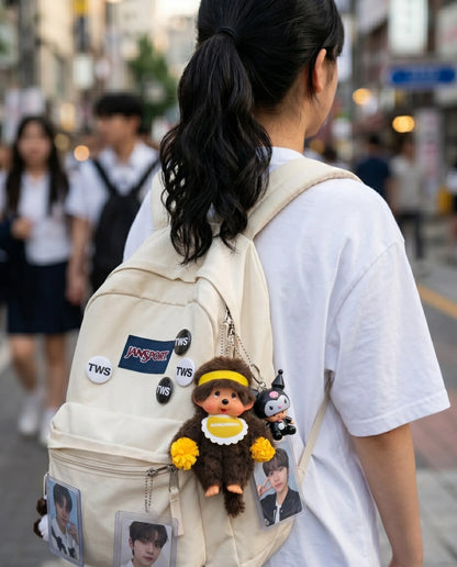 Monchhichi Cheerleader Plush Keychain Bag Charm | Yellow & Red