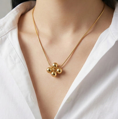 925 Silver Snake Chain 5-Ball Necklace