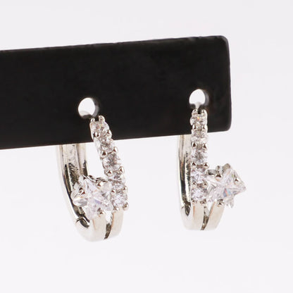 Star CZ Double-Row Huggie Hoop Earrings – Gold, Silver & Rose Gold