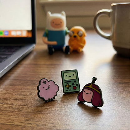 Adventure Time Character Stud Earrings - Finn Jake BMO PB Silver Post Set