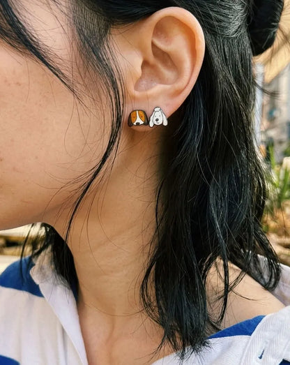 Black Cat & White Cat Mismatch Earrings — The Curated Ear Duo