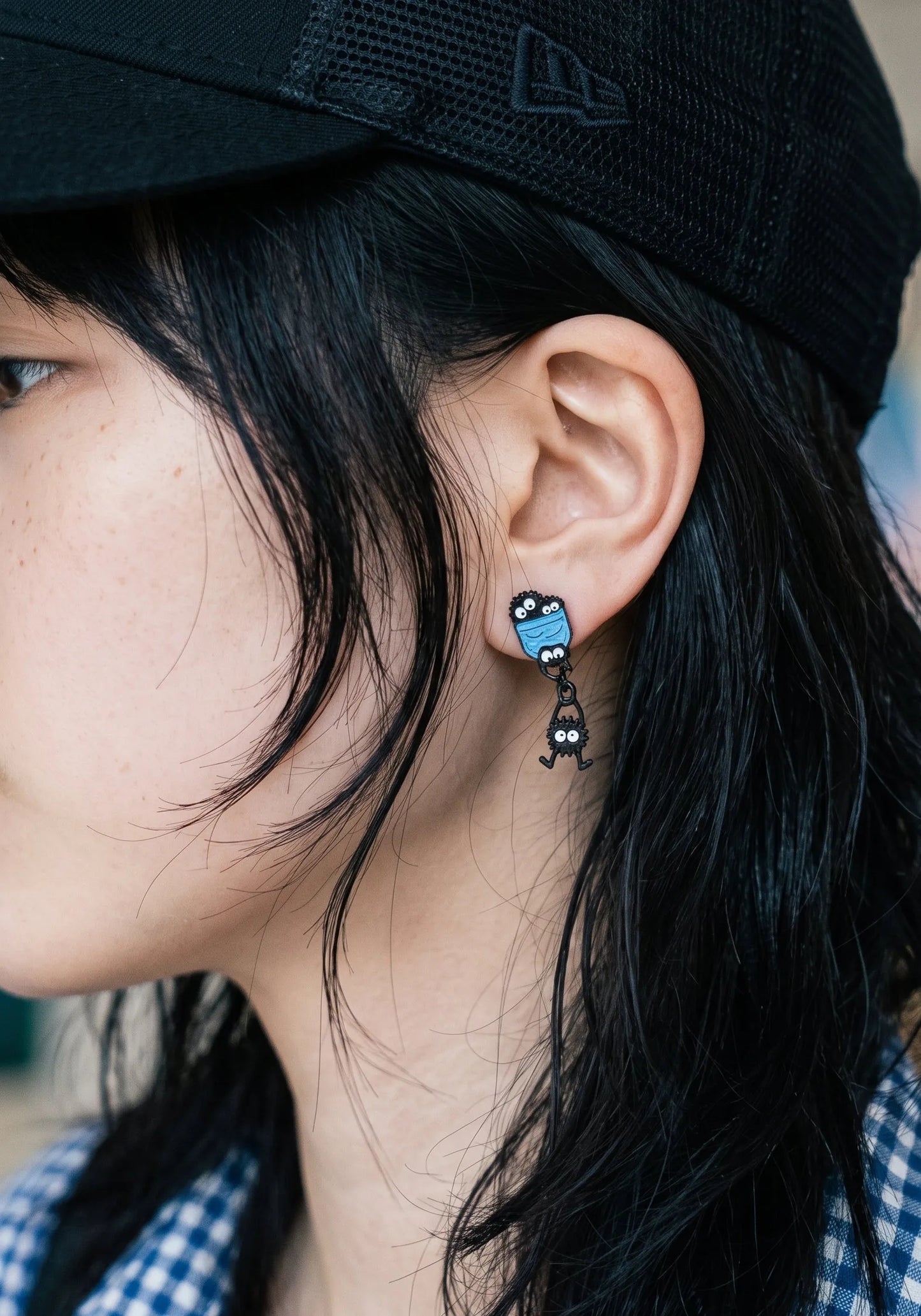 Soot Sprite Mismatched Drop Earrings | Ghibli Kitsch | Silver Post