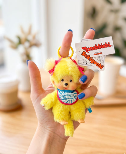 Sweet Lollipop Monchhichi Plush Bag Charm Keychain — Kawaii Y2K Bag Decor