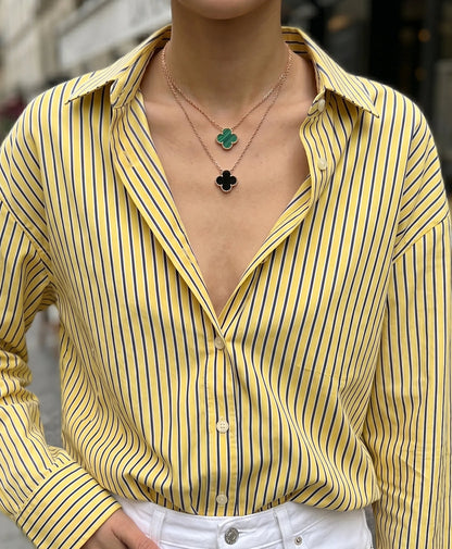 925 Silver Clover Gemstone Necklace | Rose Gold · K-Style