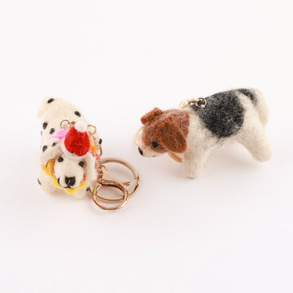 Nepal Handmade Wool Felt Dog Keychain - Dalmatian & Terrier Bag Charm