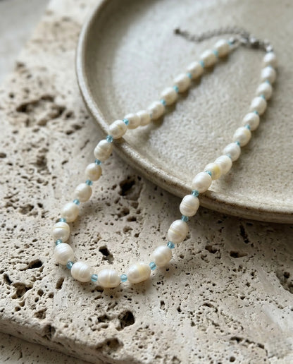 Real Freshwater Pearl & Color Bead Choker Necklace | Y2K Kitsch Neck Stack