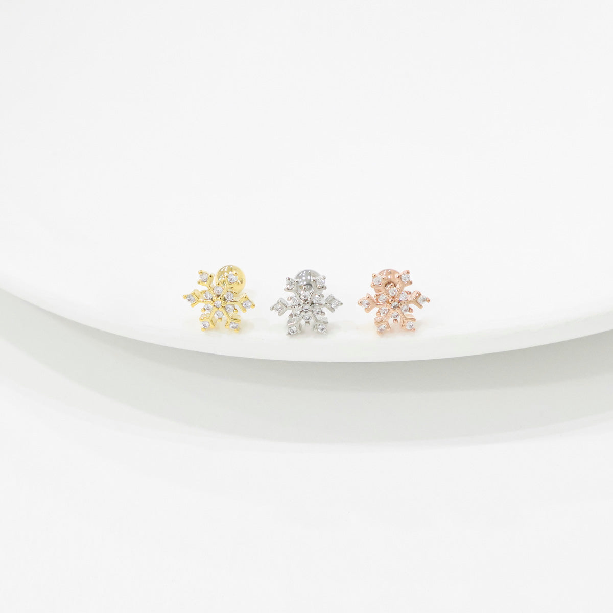 Winter Snowflake Stud Earrings – 2 Styles in Gold, Silver & Rose Gold | 8TTITTO8
