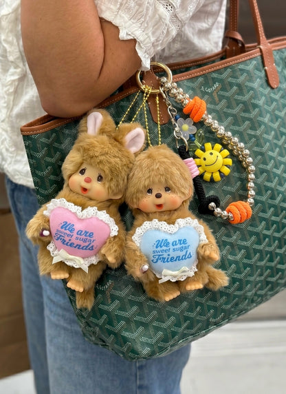 Monchhichi Sweet Sugar Friends Plush Bag Charm | Coquette Y2K Keychain