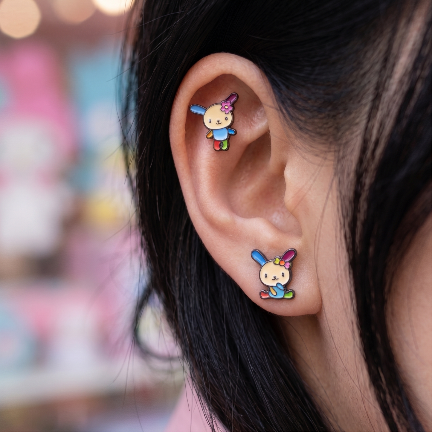 Sanrio Usahana Barbell Stud Earrings – Y2K Kawaii Piercing