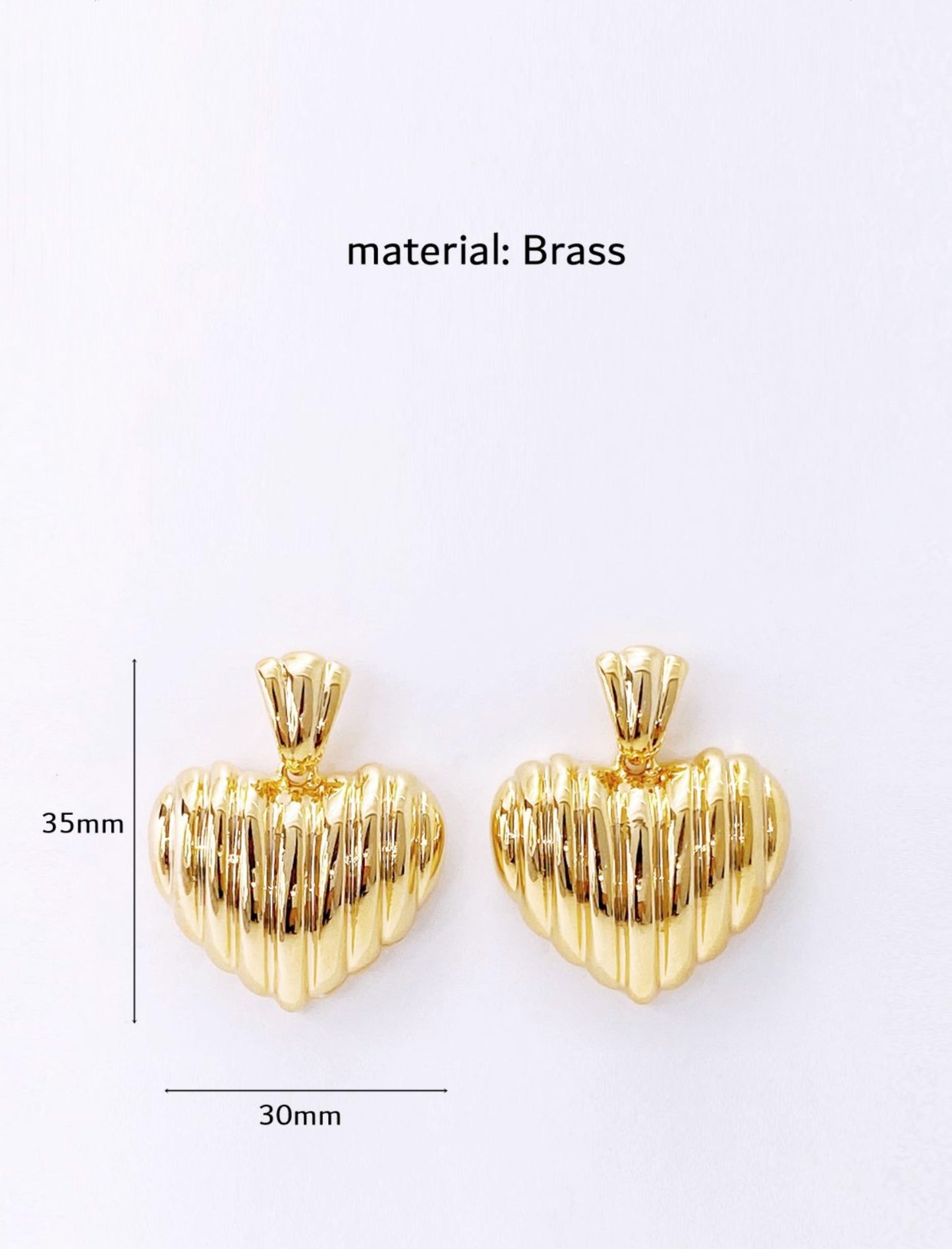 Chunky Ribbed Heart Earrings - Vintage Gold & Silver Statement Studs
