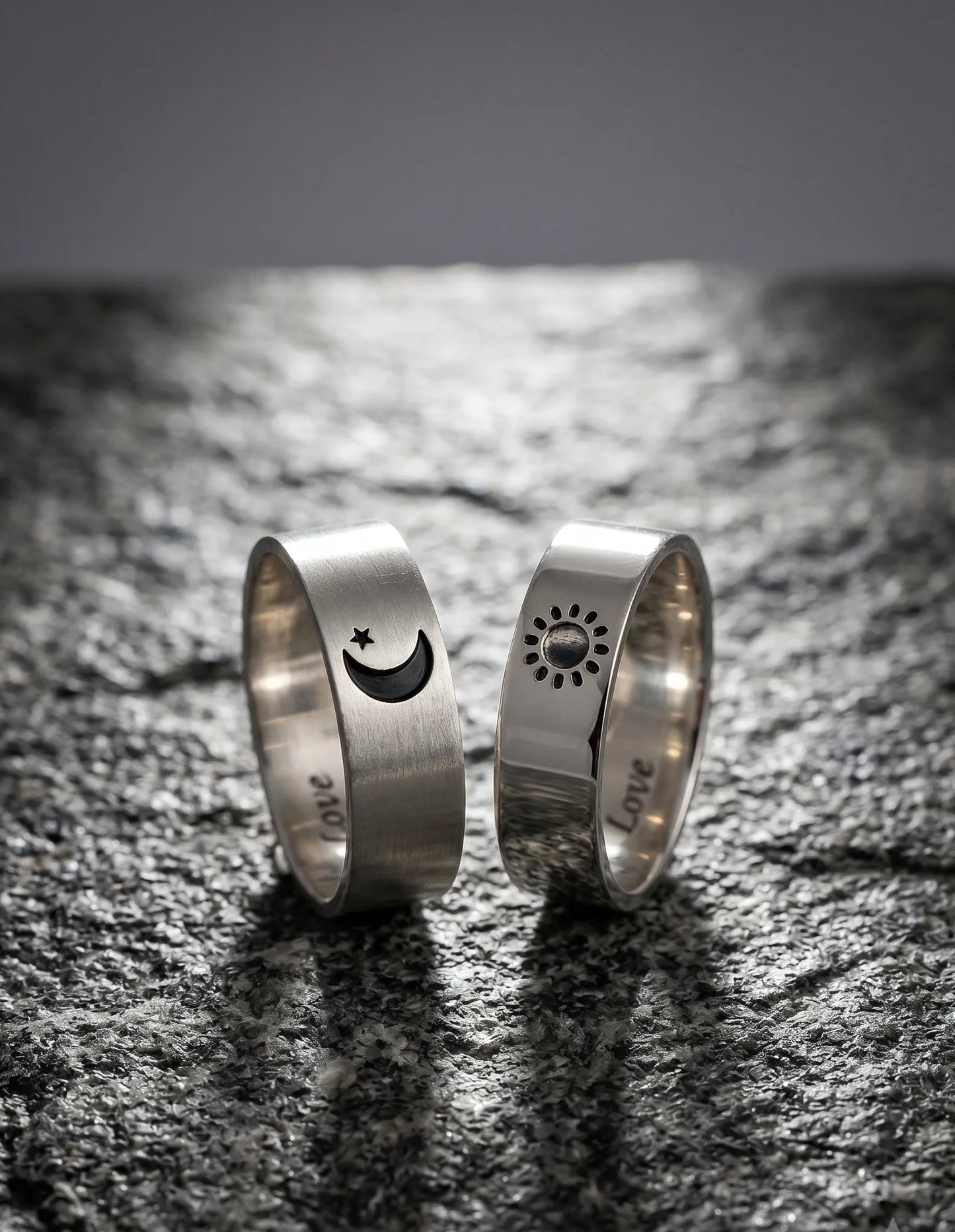 Sun & Moon Promise Ring — 925 Silver | Matching Set