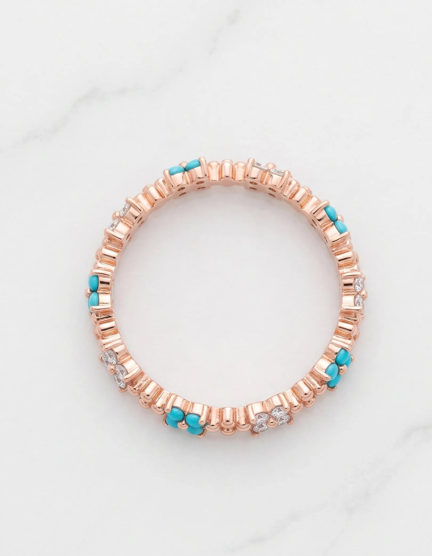 Turquoise Floral Eternity Ring | K-Style Stack