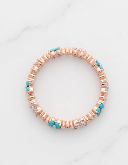 Turquoise Floral Eternity Ring | K-Style Stack