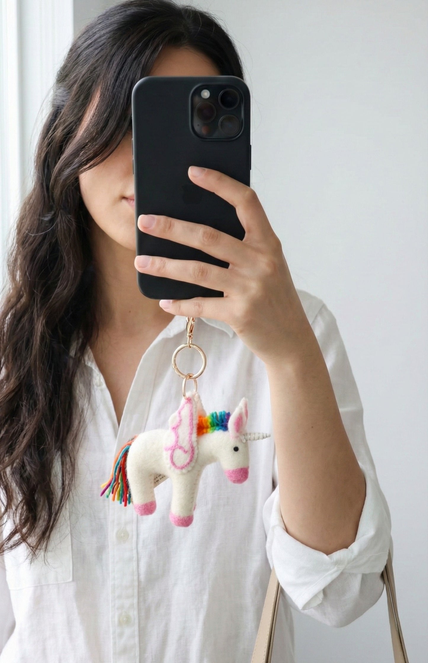 Handmade Rainbow Unicorn Keychain | Needle Felted Bag Charm 2 Styles