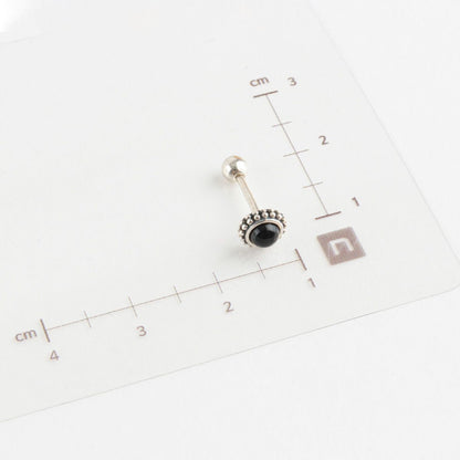 Vintage 925 Silver Post Barbell Stud Earrings - Turquoise & Onyx