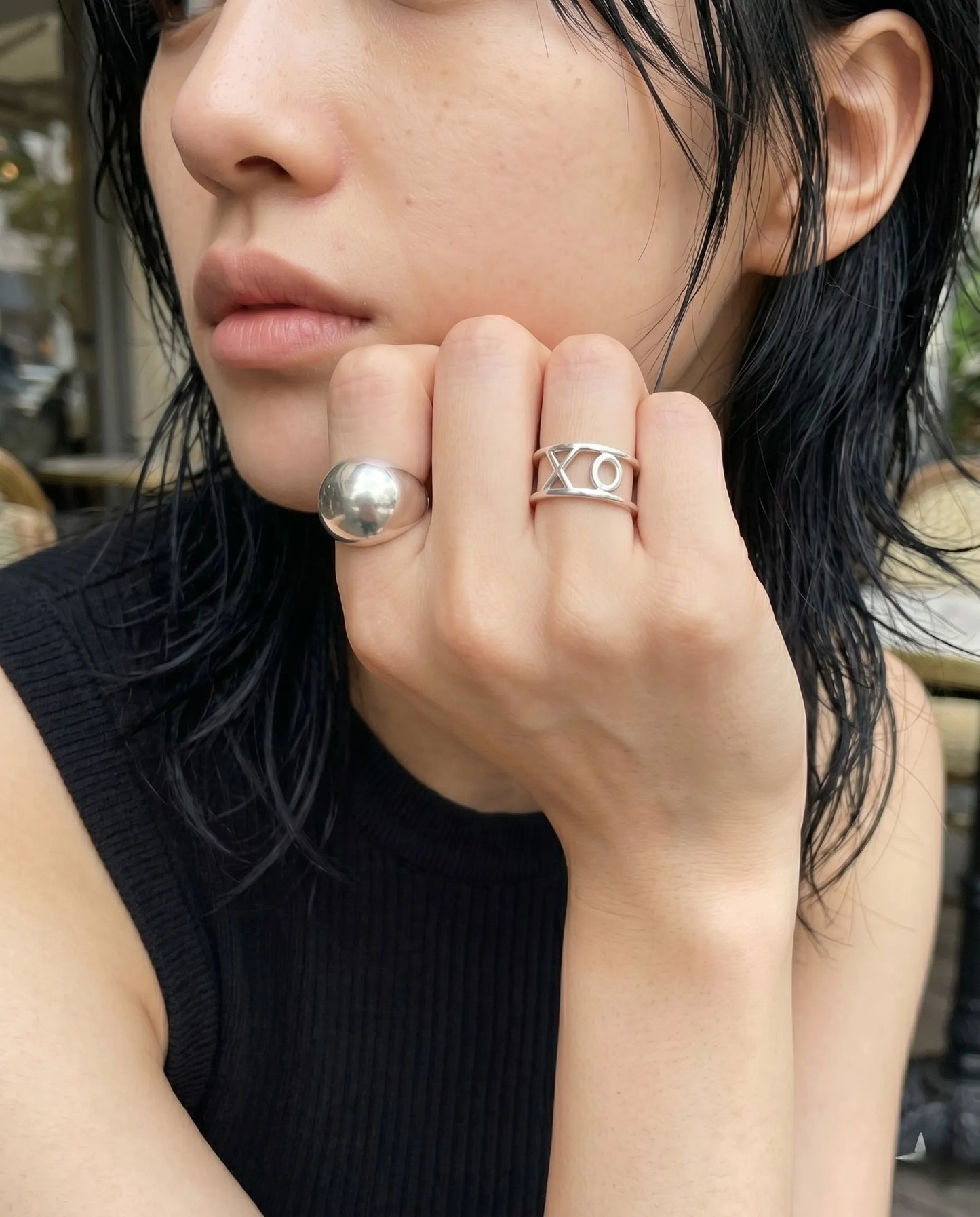 Chunky XO 925 Sterling Silver Bold Wide Band Ring | Handmade Korea