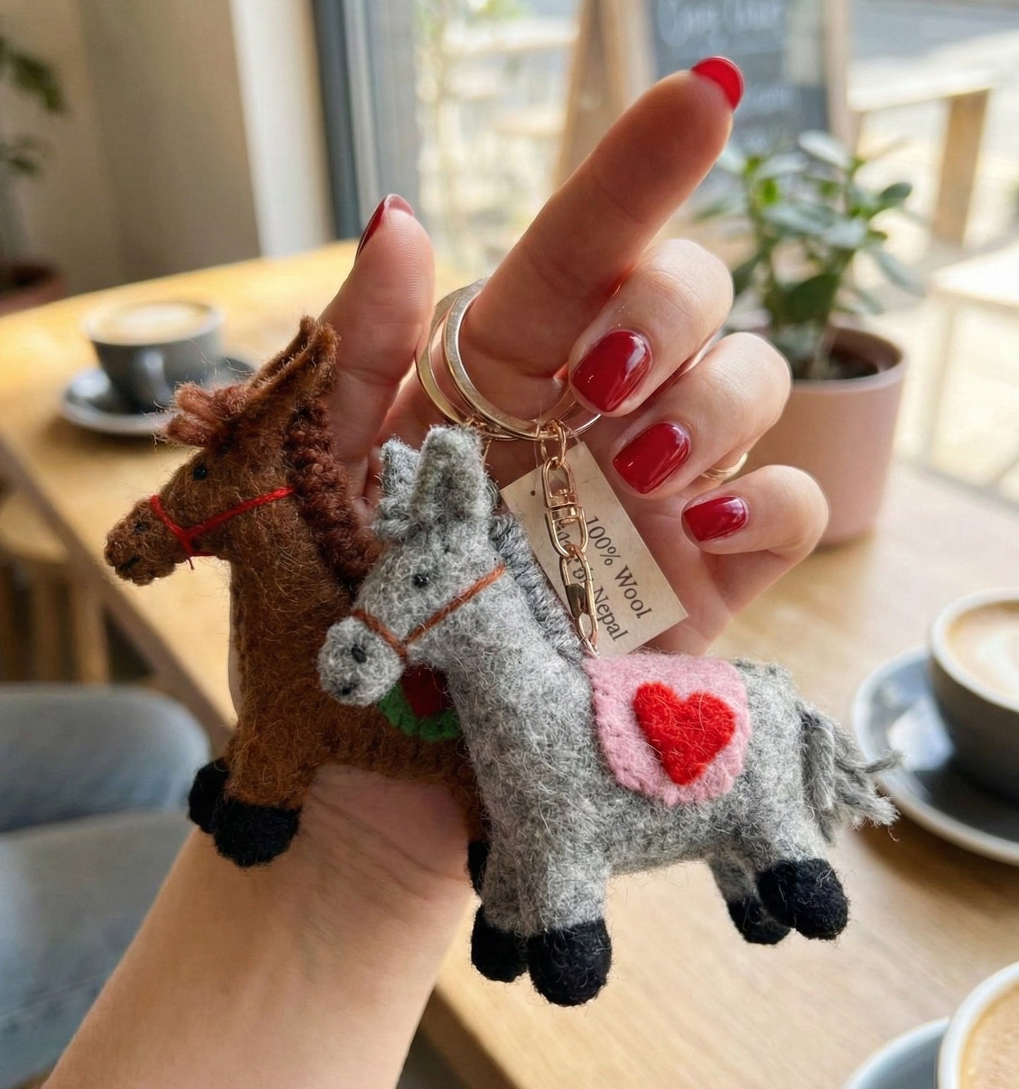 Nepal Handmade Wool Felt Lucky Horse Keychain - Bag Charm Gift