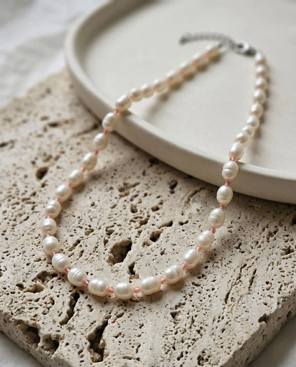 Real Freshwater Pearl & Color Bead Choker Necklace | Y2K Kitsch Neck Stack