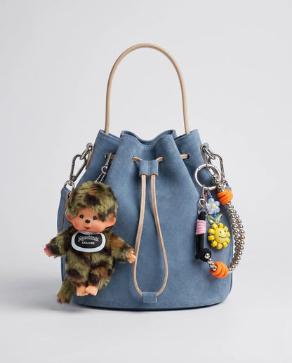 Monchhichi-Style Camo Plush Doll Bag Charm Keychain