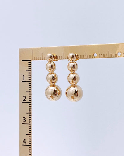 4-Tier Graduated Sphere Bar Earrings - Titanium Post (Gold/Silver)