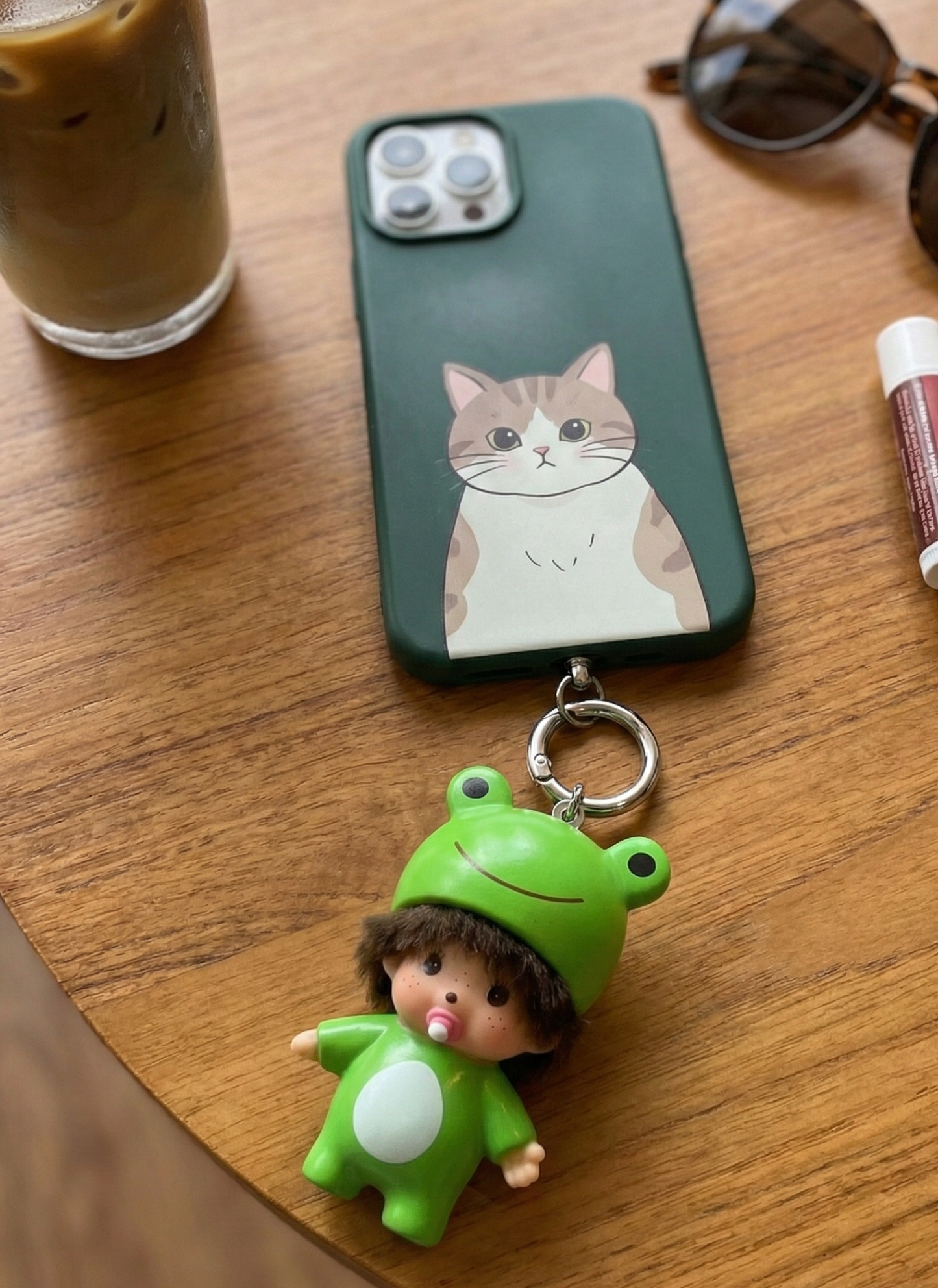 Cute Frog Baby Doll Keychain Bag Charm – Kawaii Y2K Backpack & Purse Accessory with Crystal Beads & Heart