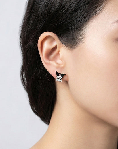 Kuromi Mini Stud Earrings – 925 Silver Post, Enamel Brass | Made in Korea (Pair, 2 Designs)