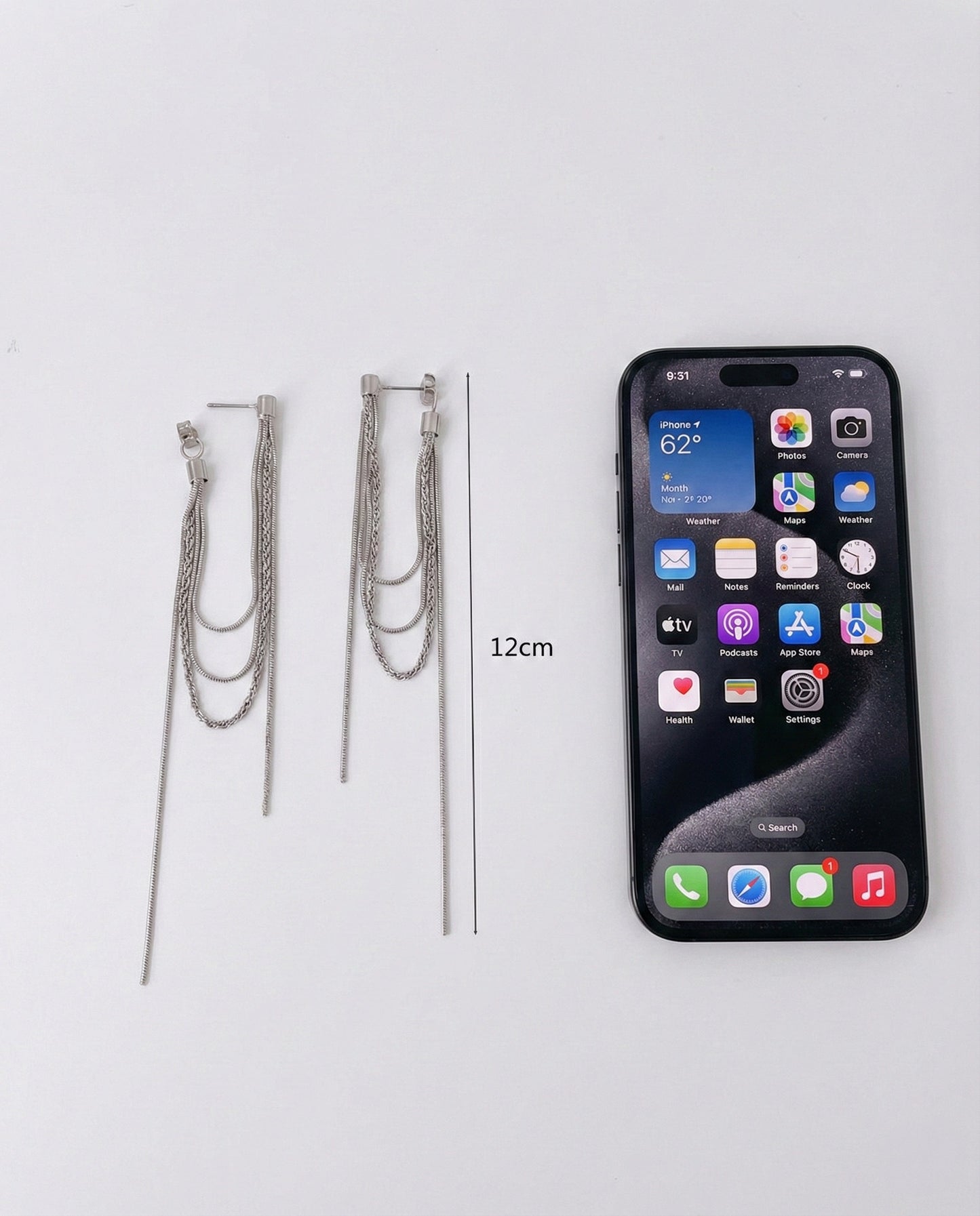 Layered Snake Chain Front Back Drop Earrings - Long Tassel Linear Earrings