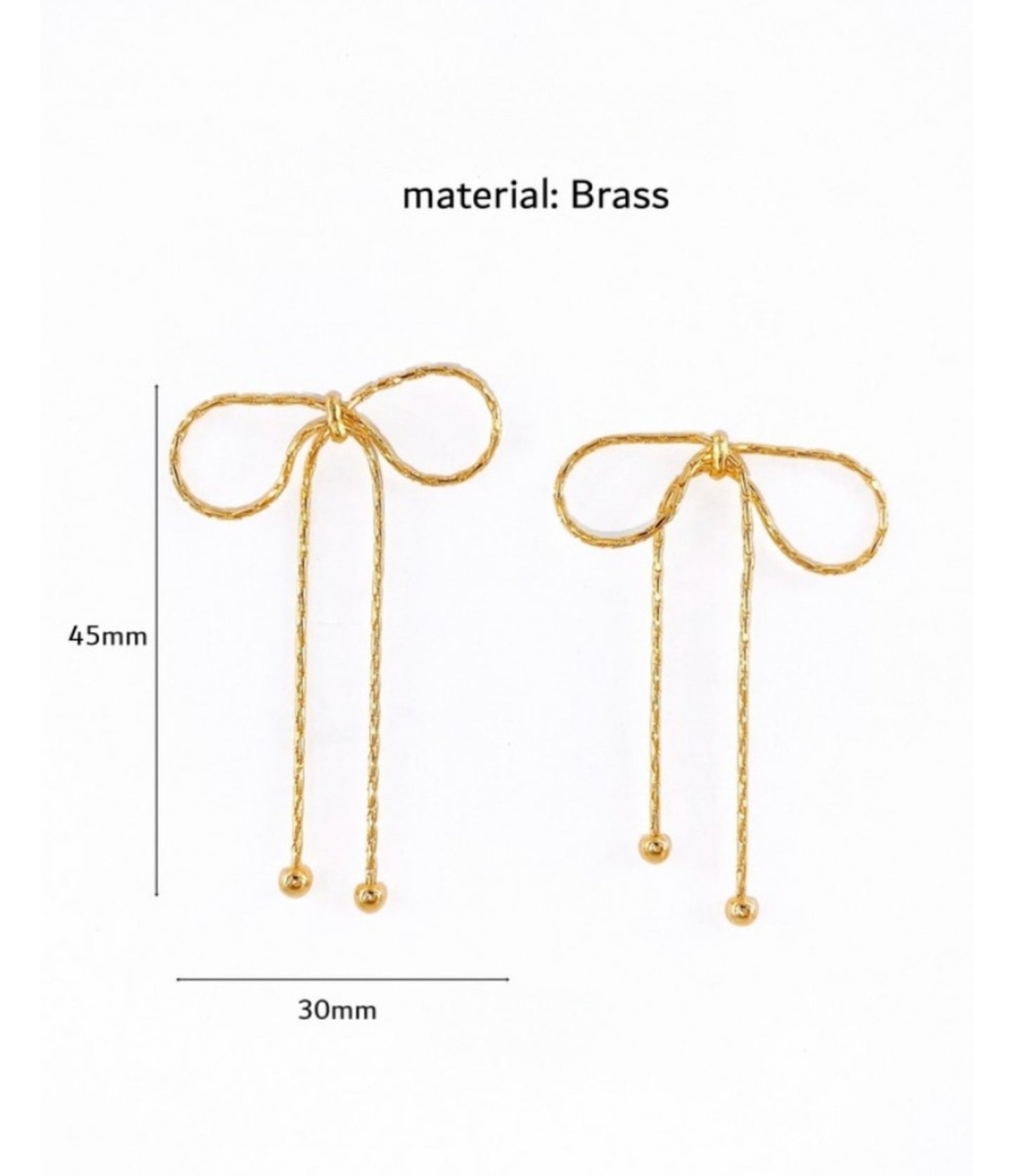 Textured Chain Bow Drop Earrings – Balletcore Dainty Jewelry