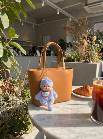 Monchhichi Plush Keychain, Soft Kawaii Bag Charm, Yellow Pink Blue