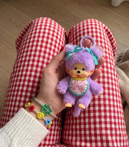Sweet Lollipop Monchhichi Plush Bag Charm Keychain — Kawaii Y2K Bag Decor