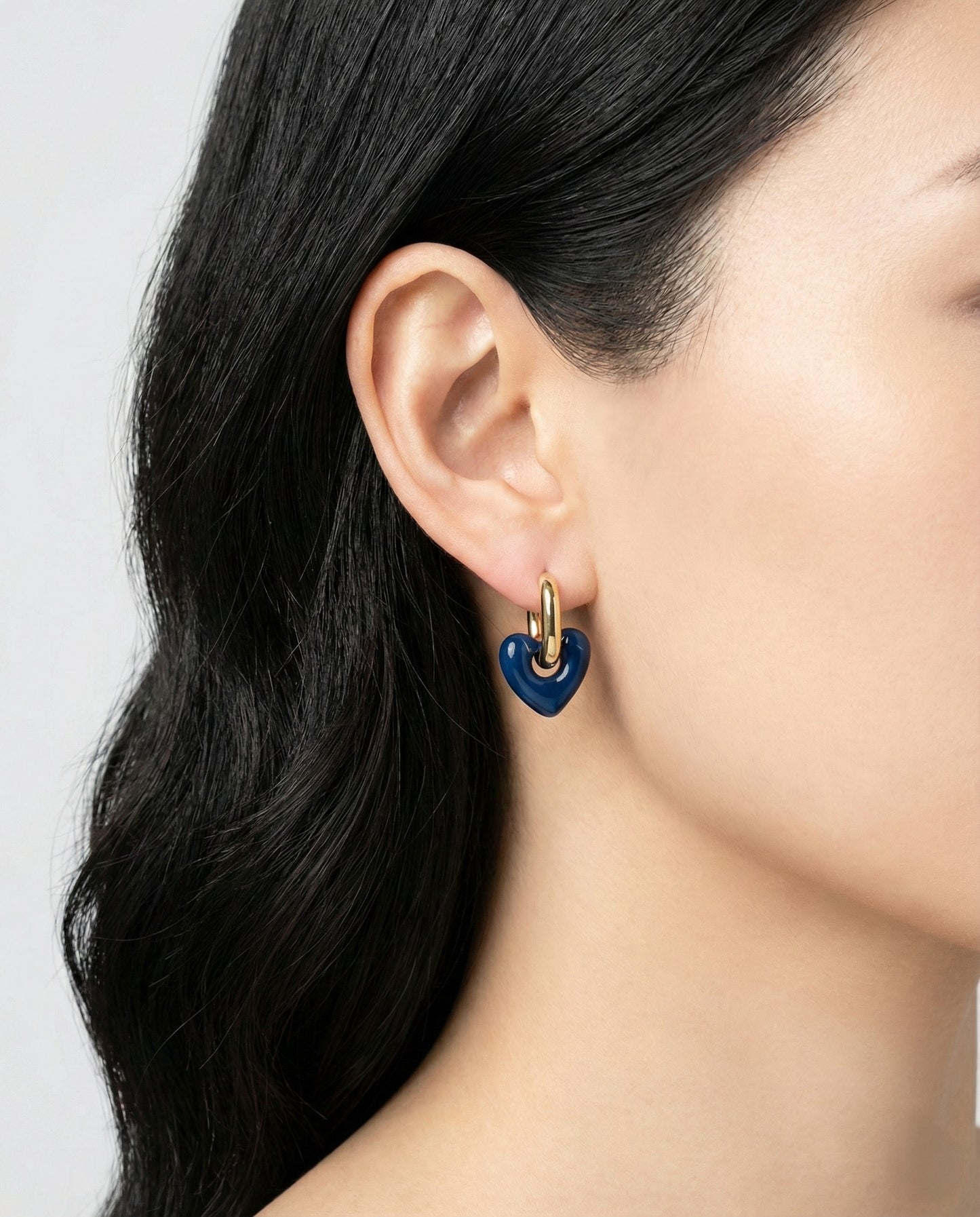 Chunky Puffy Heart Charm Huggie Hoop Earrings - 4 Colors