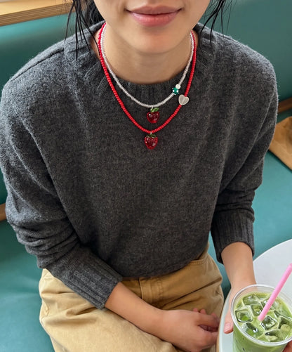 Fruit Charm Bead Necklace | Apple or Strawberry – K-Style