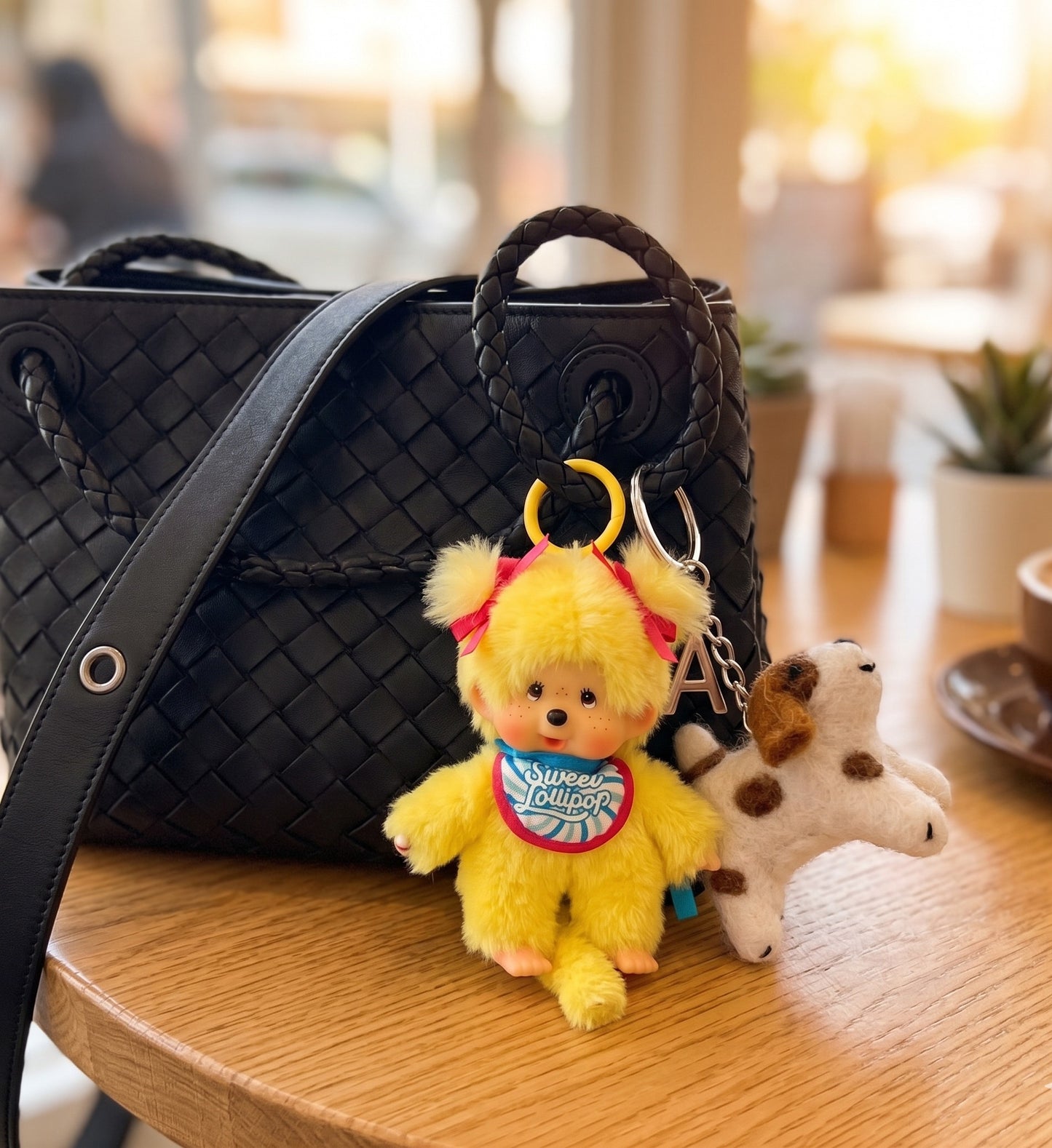 Sweet Lollipop Monchhichi Plush Bag Charm Keychain — Kawaii Y2K Bag Decor