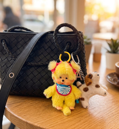 Sweet Lollipop Monchhichi Plush Bag Charm Keychain — Kawaii Y2K Bag Decor