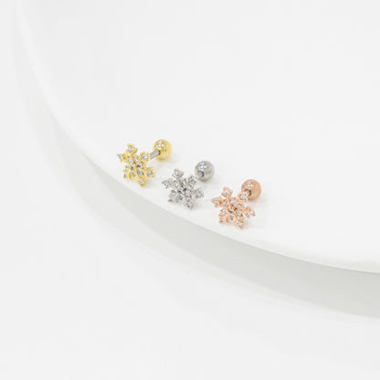 Winter Snowflake Stud Earrings – 2 Styles in Gold, Silver & Rose Gold | 8TTITTO8