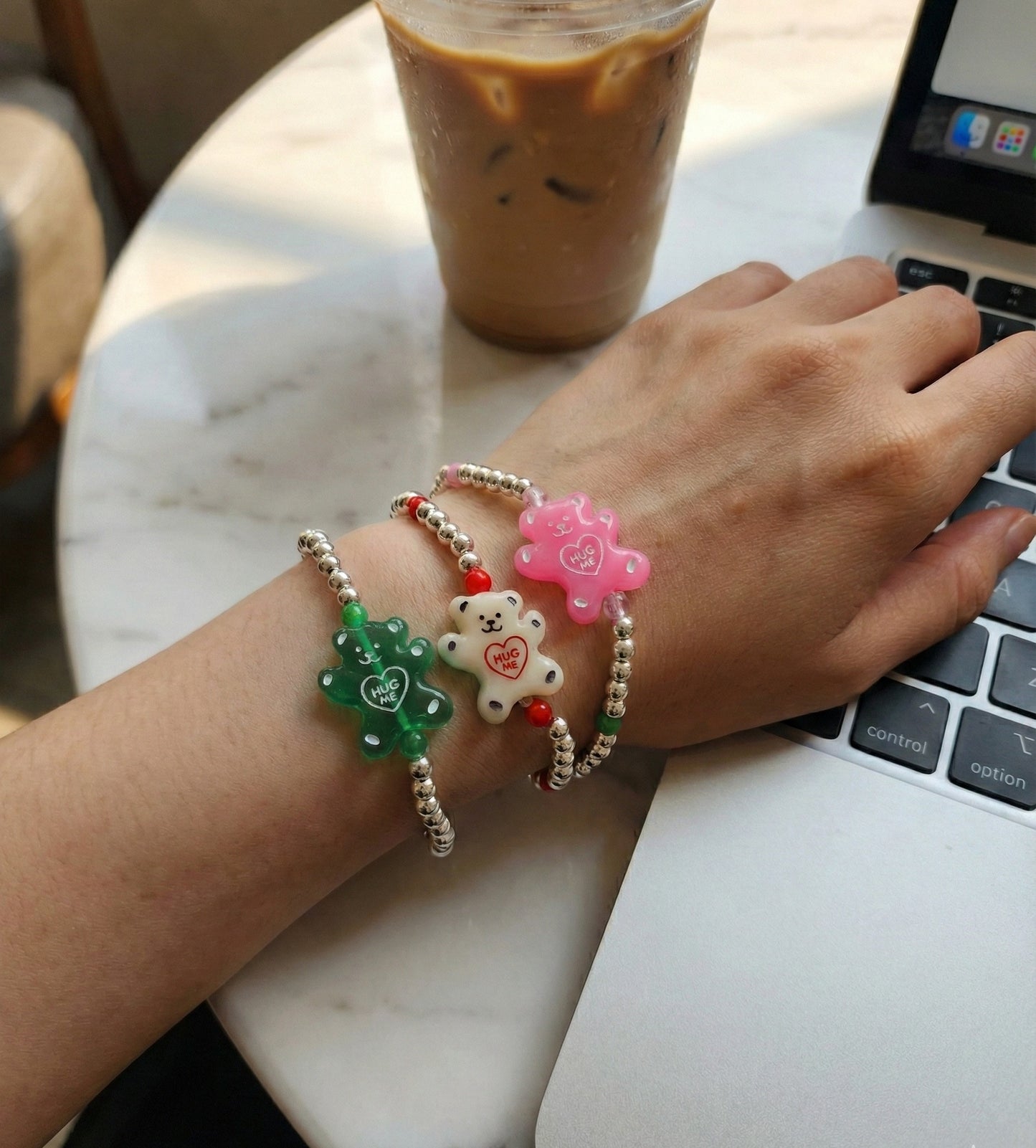 925 Sterling Silver Ball "Hug Me" Gummy Bear & Smiley Garden Beaded Bracelet – Y2K Kidcore Aesthetic | 4 Options