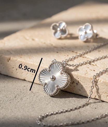 925 Silver Milgrain Clover Necklace — Made in Korea