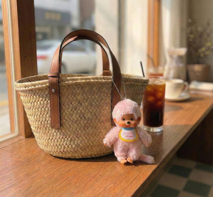 Monchhichi Plush Keychain, Soft Kawaii Bag Charm, Yellow Pink Blue