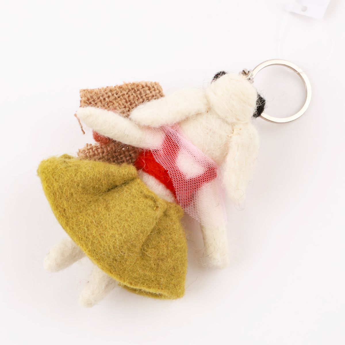 Handmade Needle Felted Wool Animal Bag Charm - Nepal Artisan Keyring